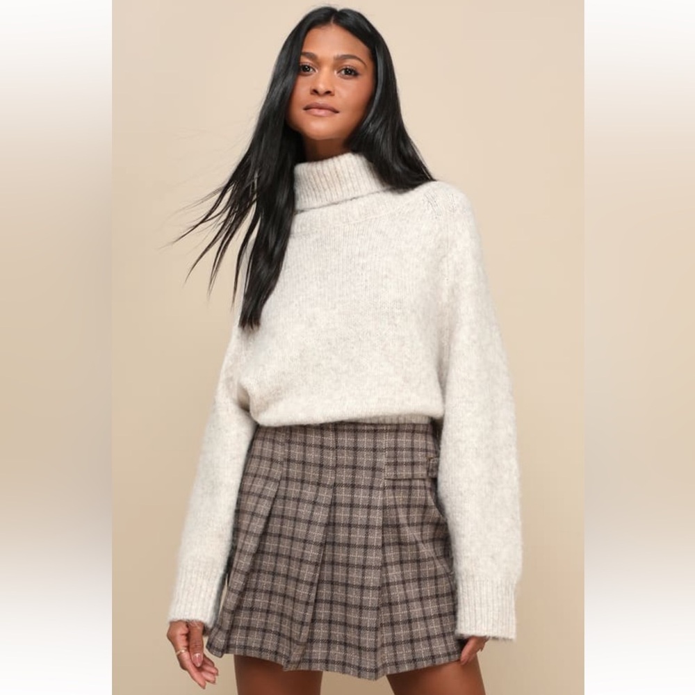 Lulus Plaid Belted Pleated Mini Skirt